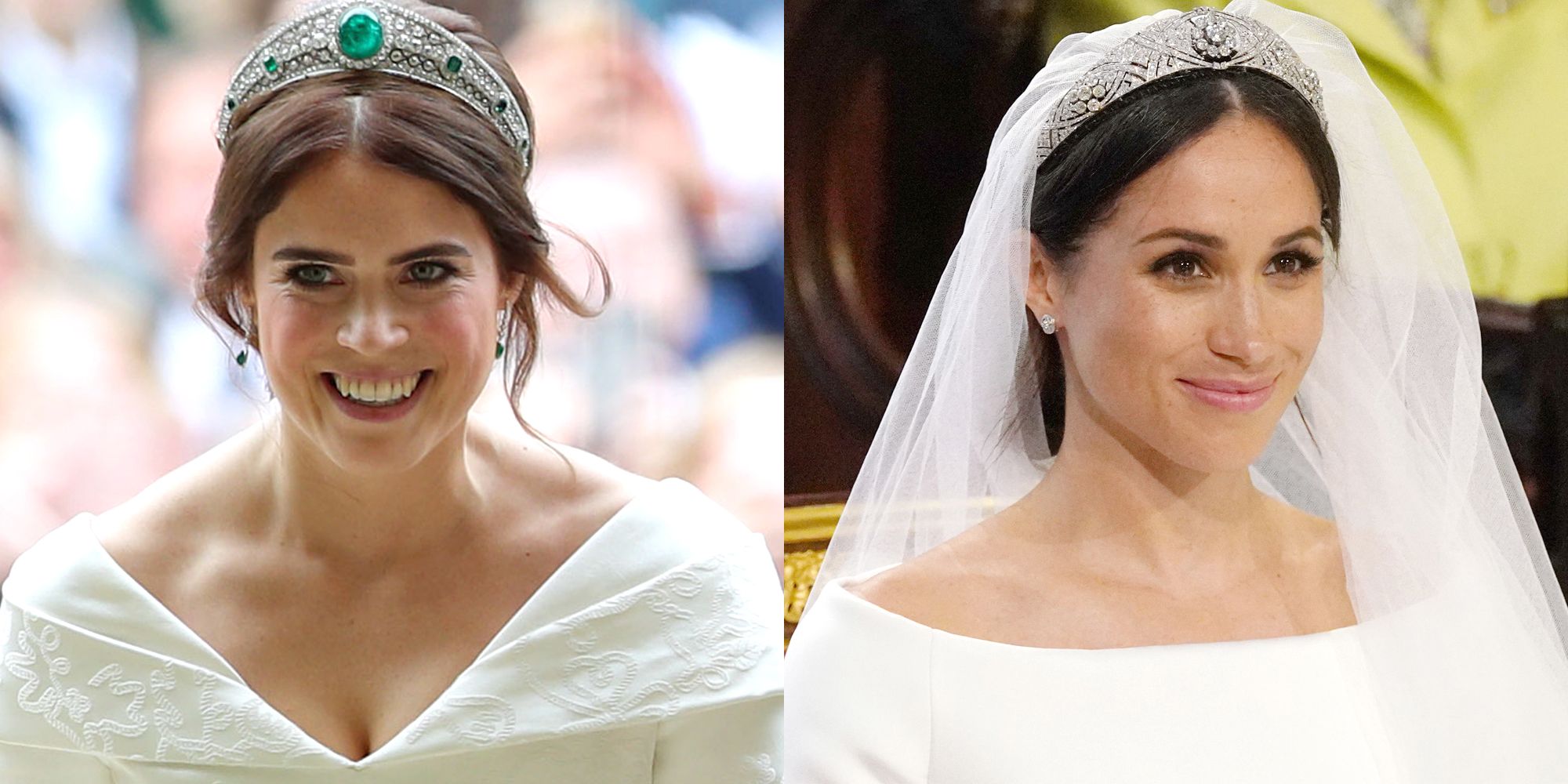 Princess Eugenie S Royal Wedding Hair Compared To Meghan Markle S Princess Eugenie Bridal Updo Meghan Markle