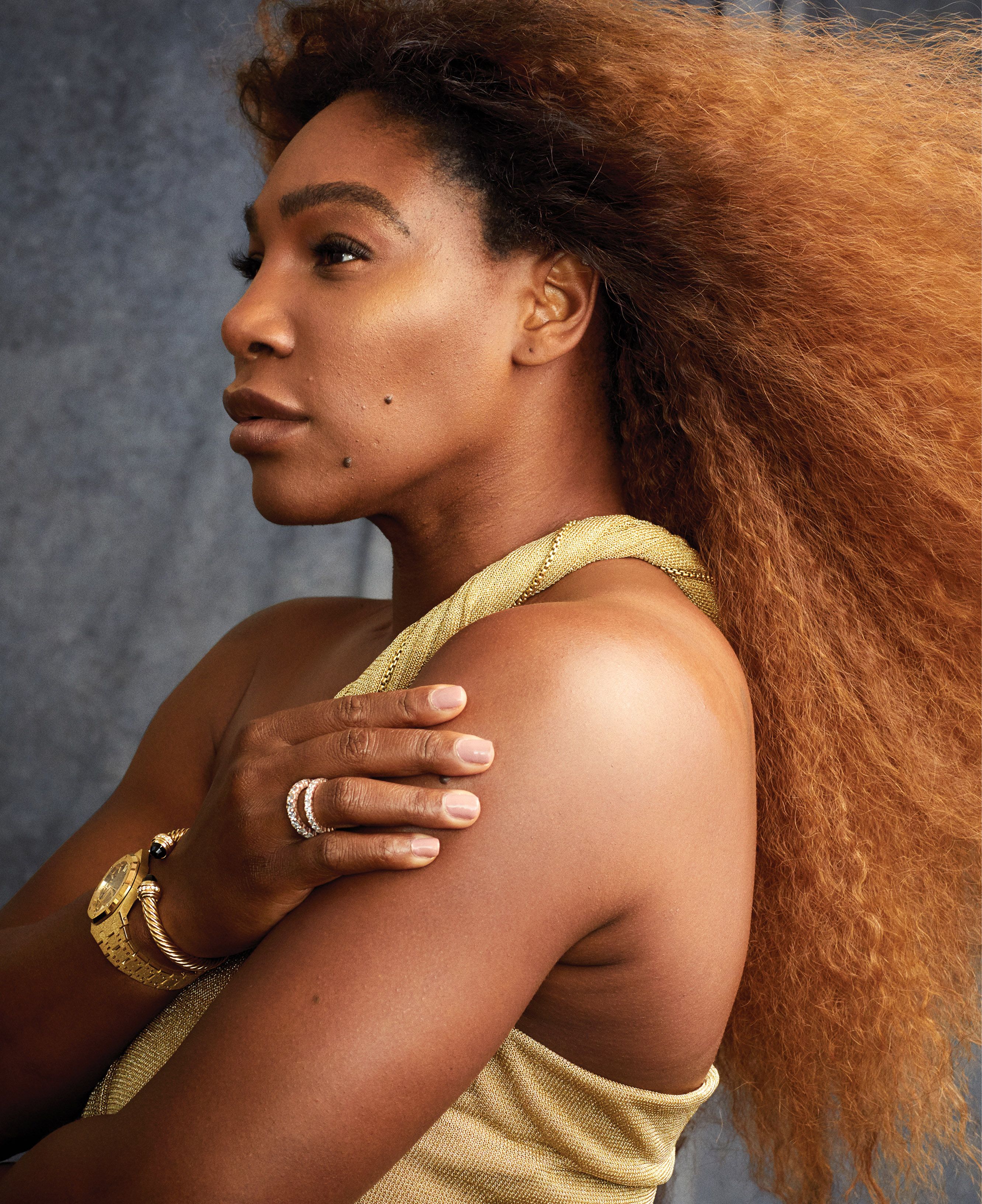 serena williams gold dress