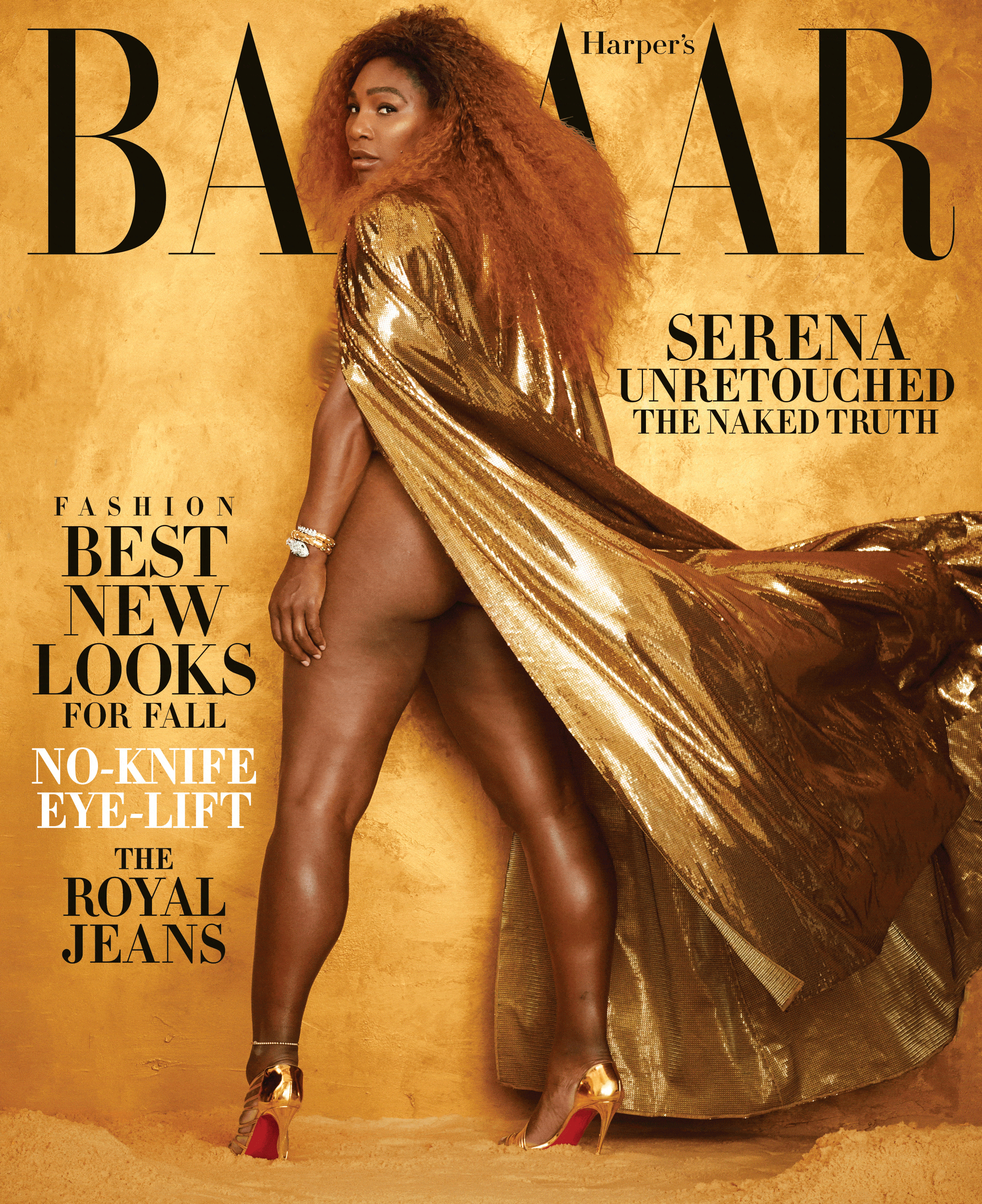 serena williams in gold dress