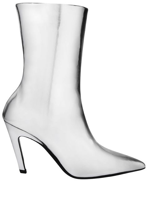 Boot, White, Beige, Leather, Silver, Synthetic rubber, 