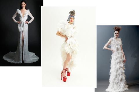Fashion model, Clothing, Dress, Wedding dress, White, Gown, Shoulder, Fashion, Bridal clothing, Neck, 