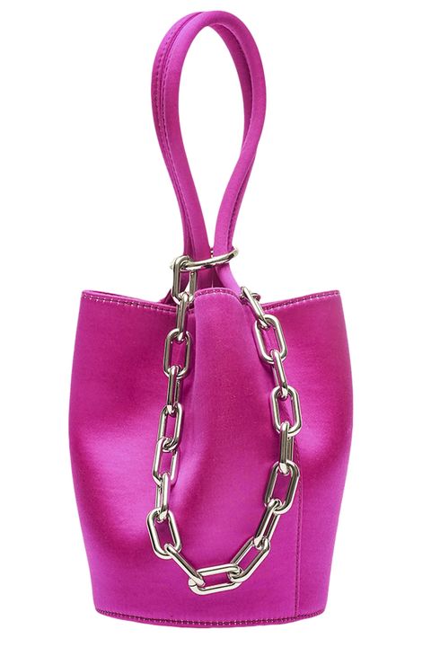 Bag, Handbag, Pink, Magenta, Fashion accessory, Shoulder bag, Purple, Leather, Material property, Chain, 