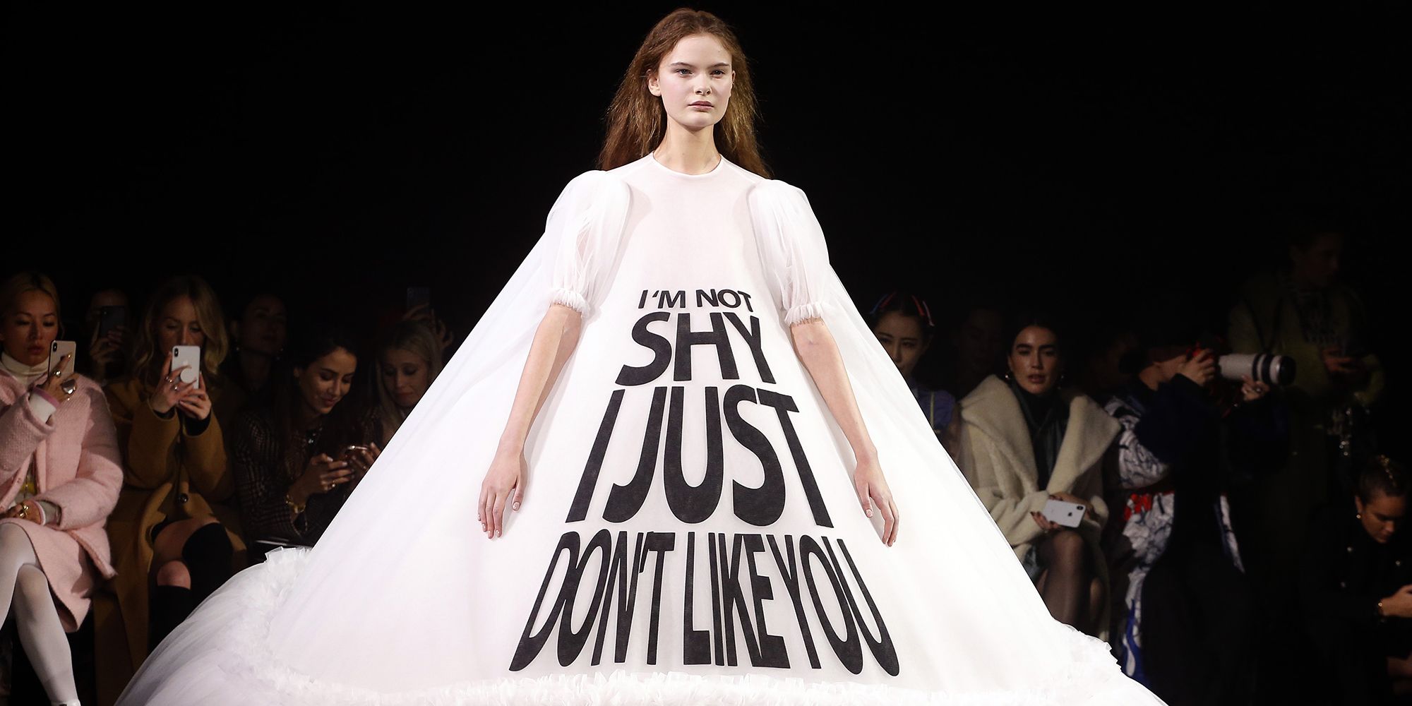 Viktor Rolf Sends Slogan Gowns Down The Runway At Paris Couture Week