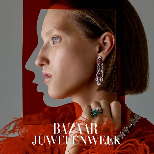 harper's bazaar juwelenweek model met juwelen
