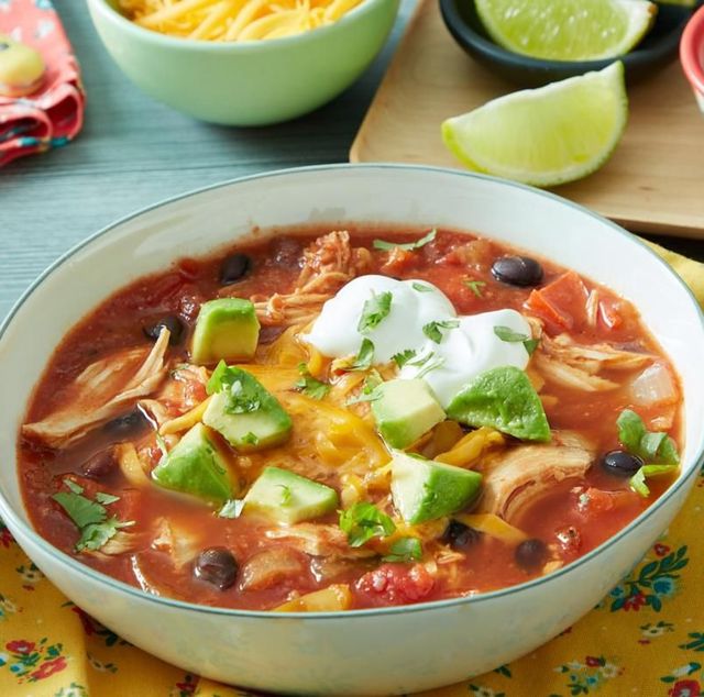 tortilla soup with avocado and lime