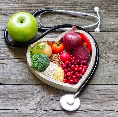 Healthy food in heart and cholesterol diet concept