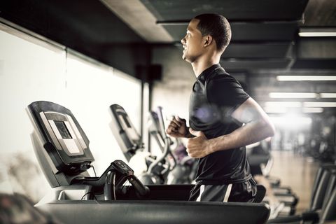 Healthy man Running on Treadmill