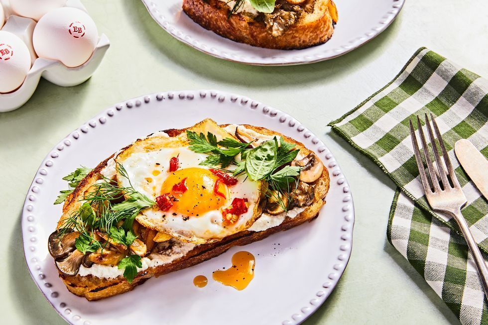 Mushroom, Ricotta And Fried Egg Tartine-image