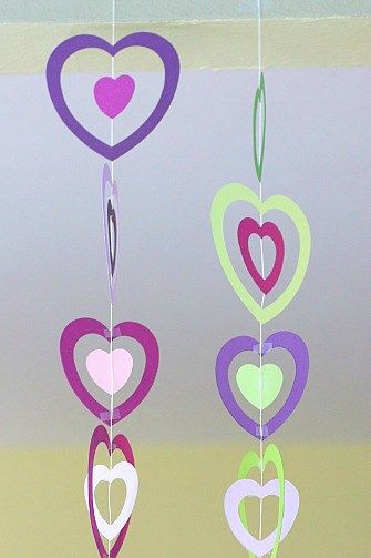 valentine's day crafts for kids paper heart mobile