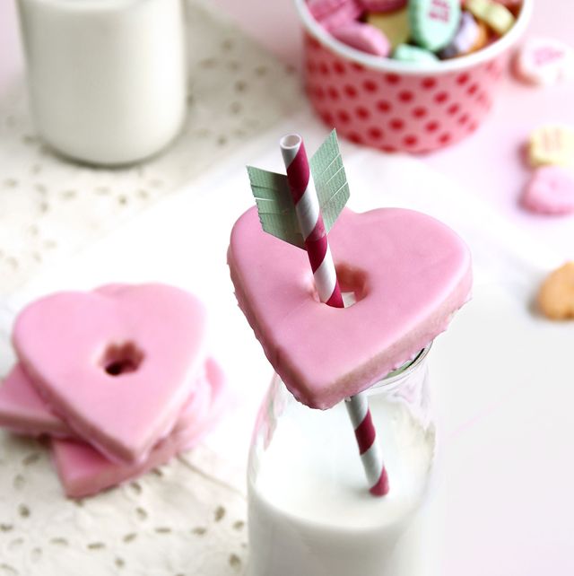heart shaped cookie on milk jug