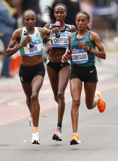 hellen obiri, viola cheptoo and gotytom gebreslase lead the 2022 new york marathon