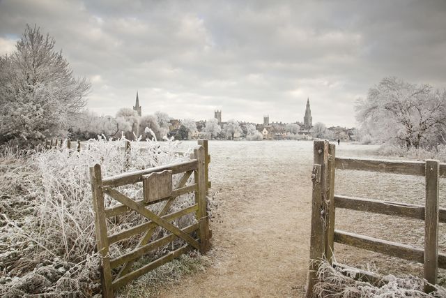 georgian market town of stamford viewed in winter, lincolnshire,uk