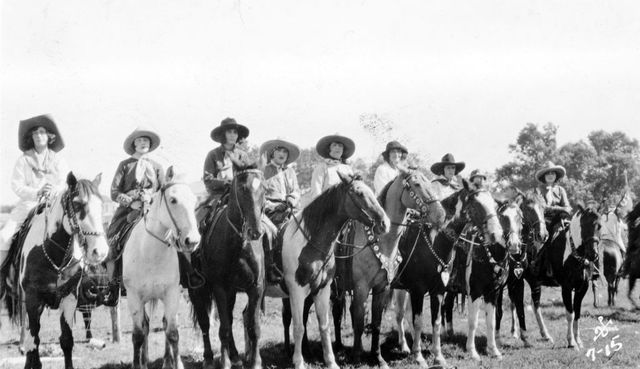 portrait of a group of unidentified women as they all pose on horseback, early 20th century photo by oklahoma historical societygetty images