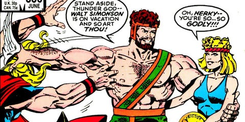 Hercules fights Thor in Marvel Comics hercules, thor, marvel