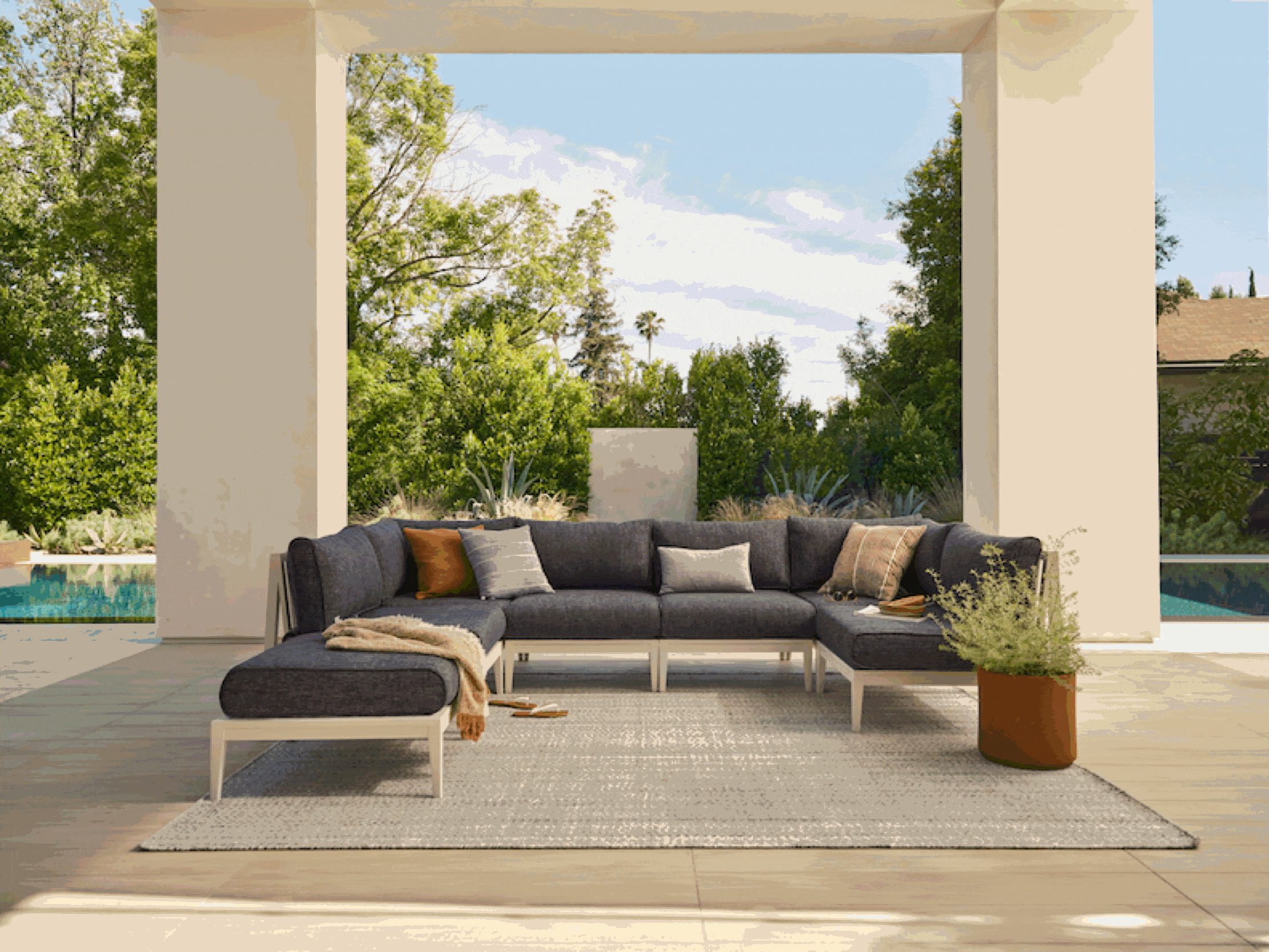 Patio Furniture Cover V-Shaped Sectional Sofa Cover Outdoor Indoor Waterproof Sectional Furniture Cover Garden Couch Protector Cover 