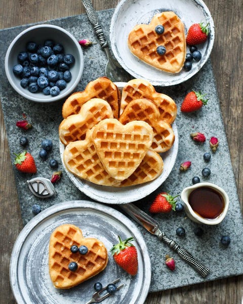 high angle view of waffle on table