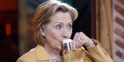 Hillary Clinton sipping tea
