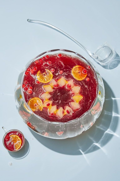 cocktail punch bowl with cranberry 75 punch