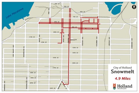 Map Of Downtown Holland Mi Holland Michigan Snowmelt System - Heated Sidewalks For Winter Running