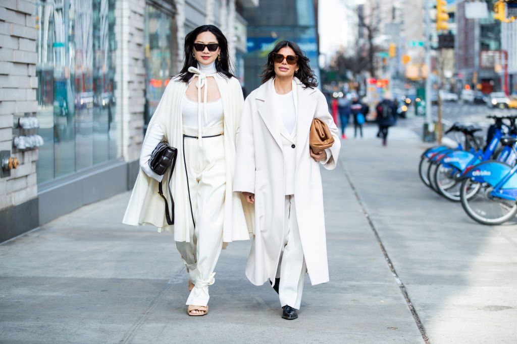 black and white coat outfit