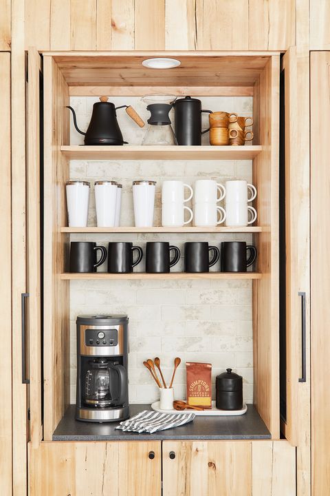 Diy Home Coffee Bar Ideas, Coffee Bar Cabinet With Fridge