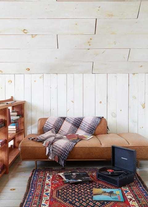 living room with record player