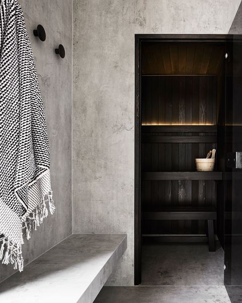 modern black home sauna