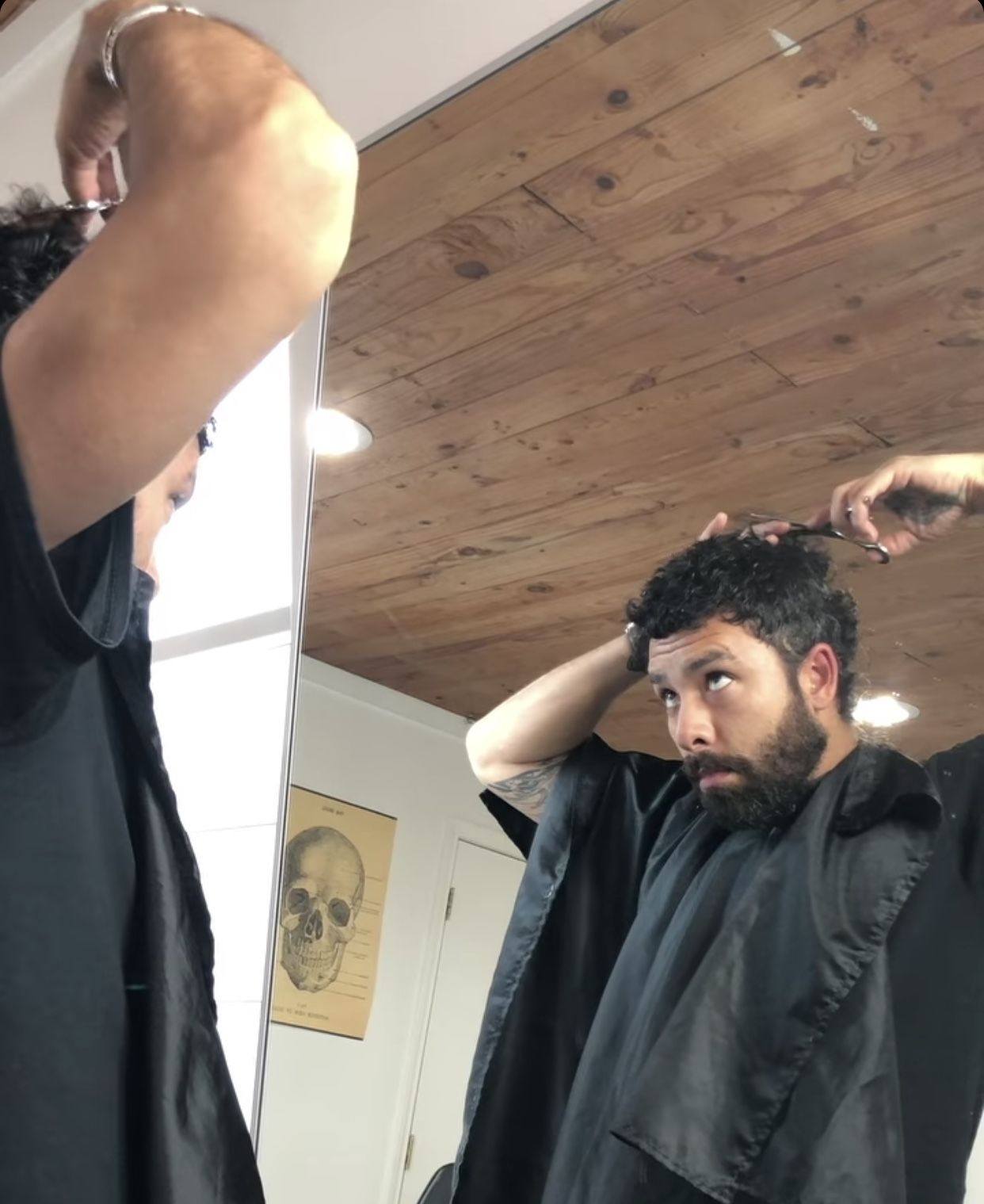 giving self haircut