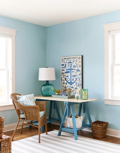 home office ideas, blue home office