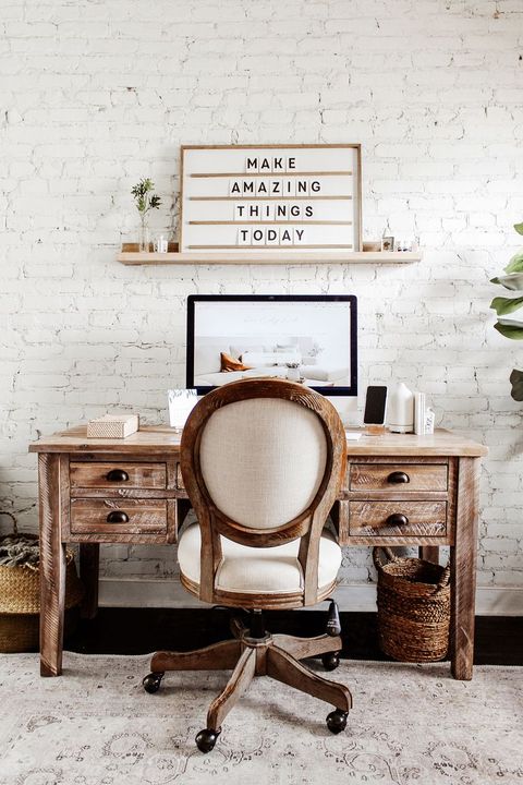 42 Best Home Office Ideas How To Decorate A - Wall Behind Desk Ideas