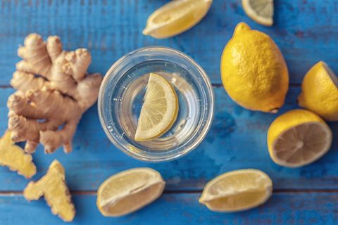 Lemon and ginger root infused water