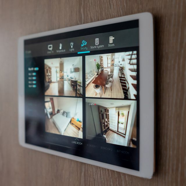 home security system using cameras to monitor the different rooms of the house   smart home concepts design on screen was made from scratch by us