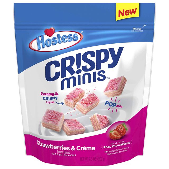 hostess crispy minis strawberries  crème