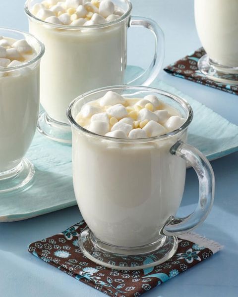 white hot chocolate in glass mug