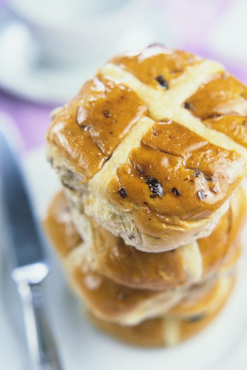 hot cross buns stacked high