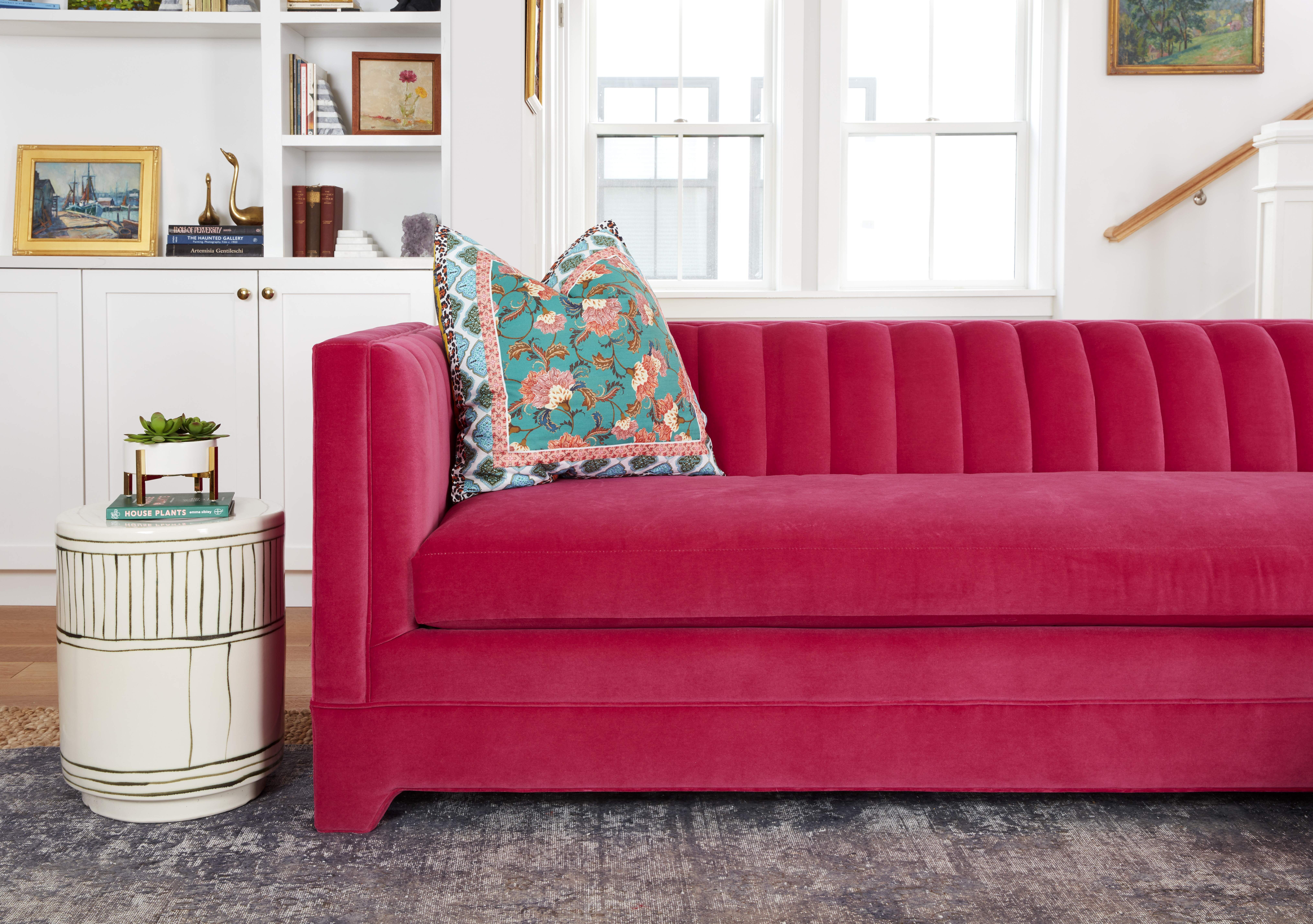 Mice Gage Designs A Family Home, Bright Pink Velvet Sofa Bed