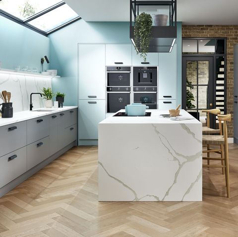 house beautiful camberwell kitchen in cornflower  nickel, available at ﻿homebase
