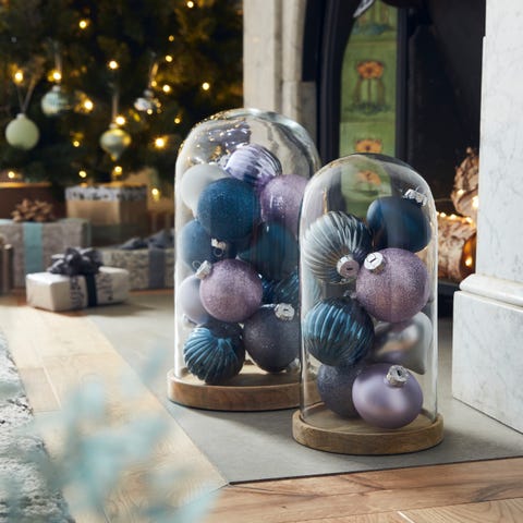 house beautiful midnight magic glass christmas tree baubles, homebase