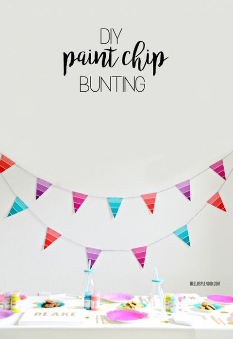 housewarming party ideas paint chip bunting