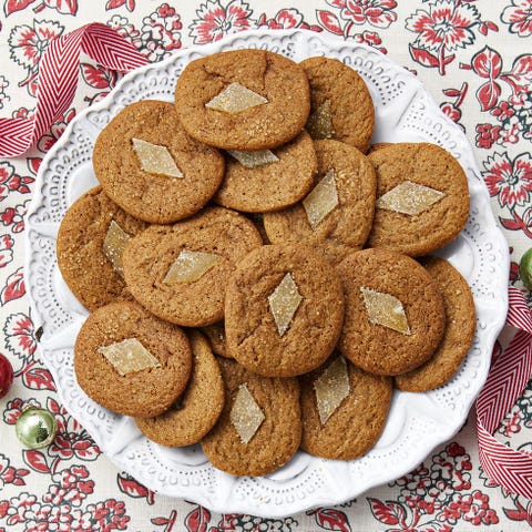 gingerbread slice and bake cookies on white plate