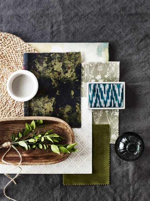 moodboarddark woods work well in a rustic country style create softness with lush, verdant shades, and accent with richly toned hues in painterly printsjute table mat, £699 oval wooden box, lid not shown, £1799 glass vase, £399 soap dish, £699 all hm home mouse grey flat emulsion, £5925l, cassandra ellis kravet w3357 316 wallpaper from the candice olson collection, £138roll, gp  j baker may fabric in midnight blue, £78m meadow scene fabric in soft apple green, £70m both victoria  rebecca volcan ikat in emerald, £120m, a rum fellow gio wallpaper in ivory, £65roll, 1838 wallcoverings forenza velvet in marjoram, £6250m, romo