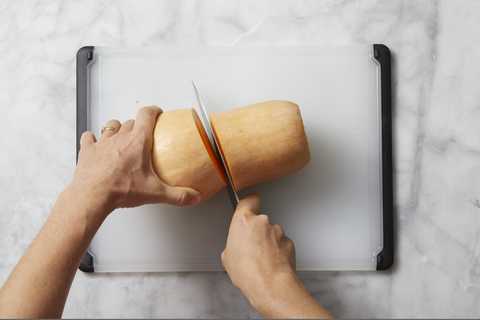how to prepare butternut squash - cut squash in half