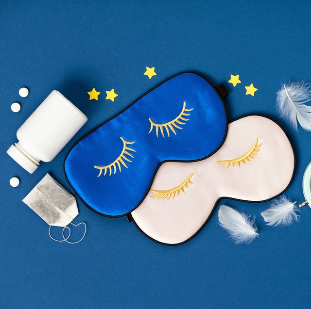 a pair of sleep eye masks and other tools used to fix sleep hygiene
