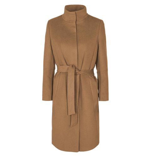 Clothing, Coat, Trench coat, Outerwear, Overcoat, Brown, Beige, Collar, Sleeve, Dress, 