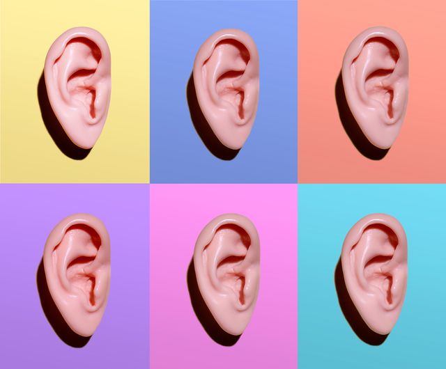human ears on different colors