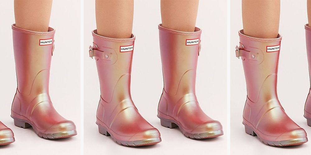 Hunter's New Pink Metallic Rain Boots 