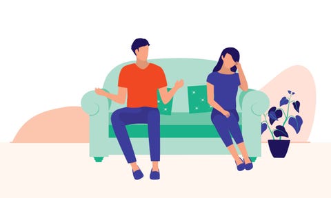 Husband and wife arguing couple relationship and social problem concept vector flat cartoon illustration