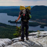 person hiking with backpack