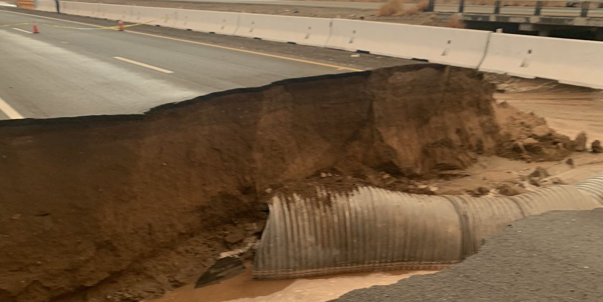 Portion of One of California's Busiest Interstates Washes Away in Flood
