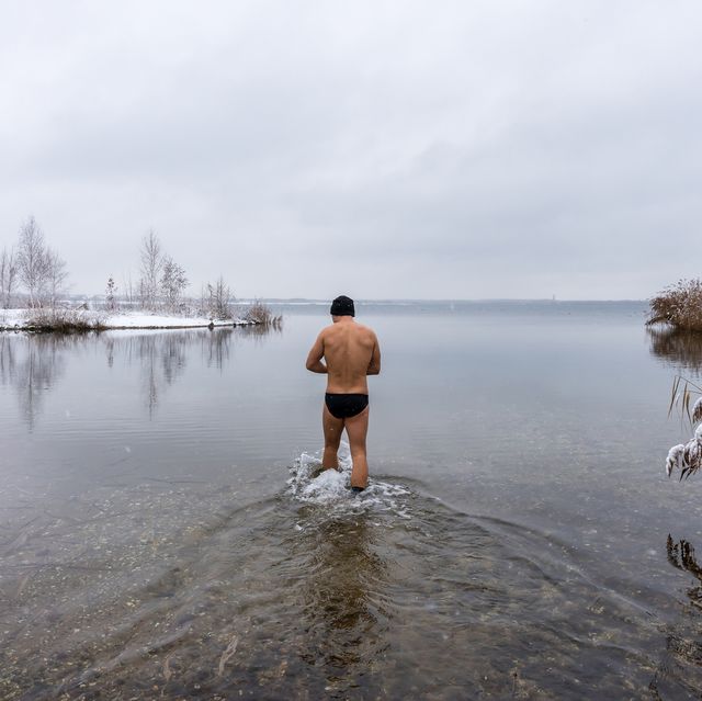 ice swimming in winter